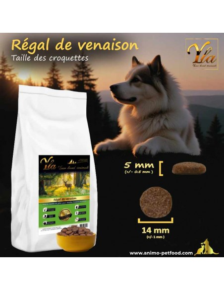 Croquettes Régal de venaison pour chien adulte, taille adaptée pour un confort optimal et une alimentation agréable