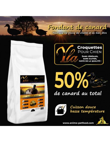 Croquettes hypoallergéniques pour chien à base de canard, idéales pour les chiens souffrant d’allergies alimentaires.