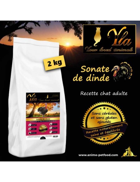 Croquettes naturelles pour chat adulte à la dinde, riches en Oméga-3, sans gluten.