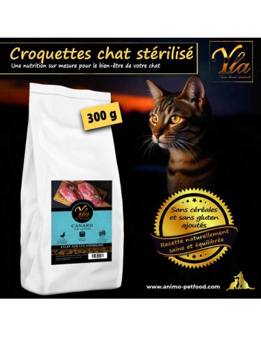 Alimentation équilibrée pour chats stérilisés à base de canard et sardines, pour une santé optimale