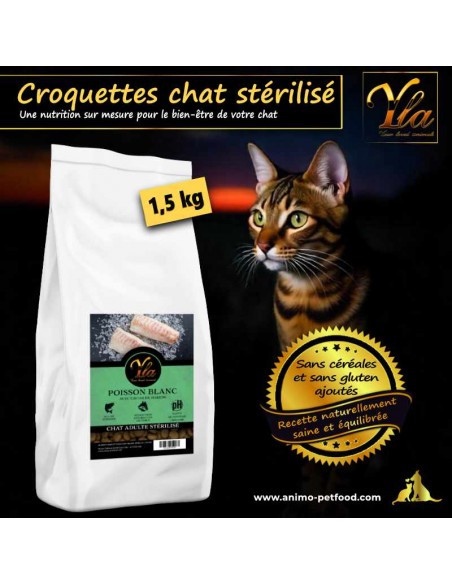 Nourriture pour chat avec caviar de hareng et huile de saumon, riche en oméga-3 pour une santé optimale.