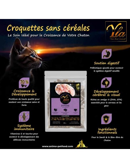 Croquettes naturelles pour chaton – Une alimentation hautement digestible pour un système digestif sain et équilibré.