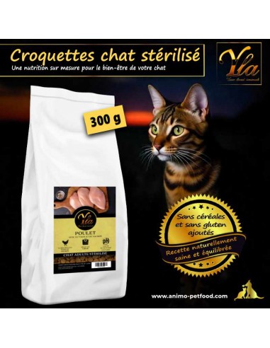 Croquettes sans céréales pour chat stérilisé, favorisant une digestion saine et un équilibre nutritionnel optimal.