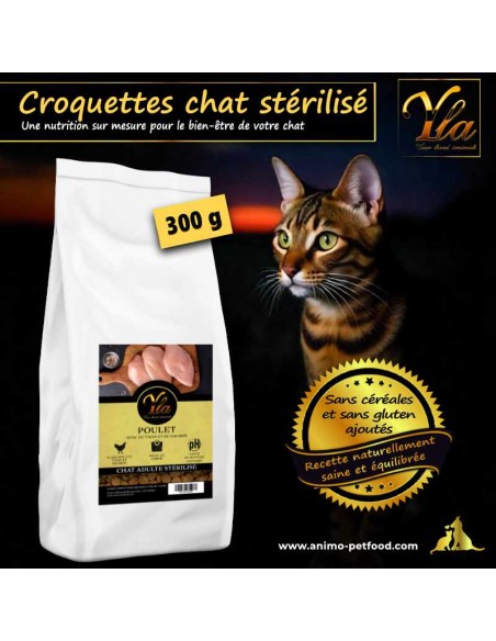 Croquettes sans céréales pour chat stérilisé, favorisant une digestion saine et un équilibre nutritionnel optimal.