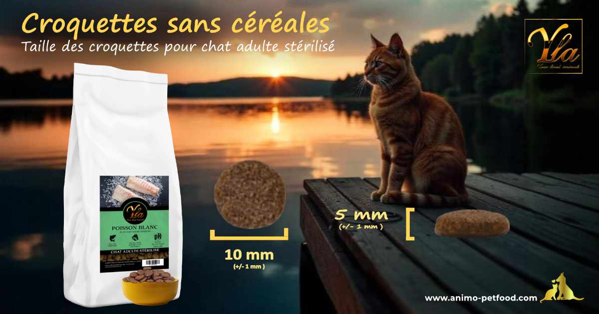 Croquettes adaptées à la mâchoire et à la dentition des chats adultes, pour une mastication confortable et une nutrition optimale.