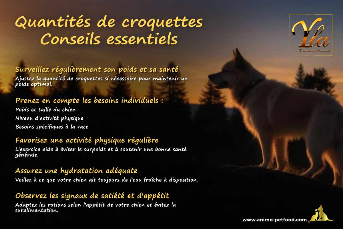 Ajuster la ration de croquettes au saumon et à la truite pour un chien adulte actif