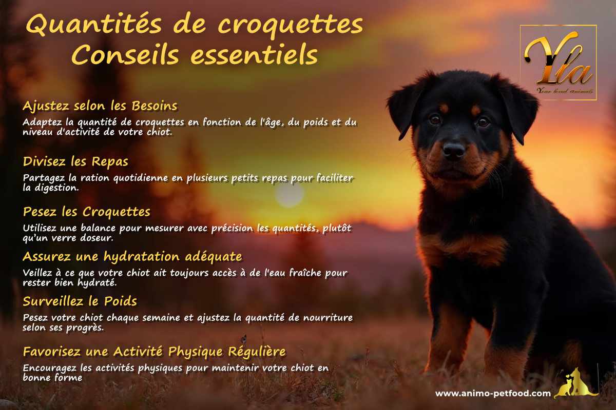 Conseils essentiels pour déterminer la quantité de croquettes idéale pour un chiot de grande race