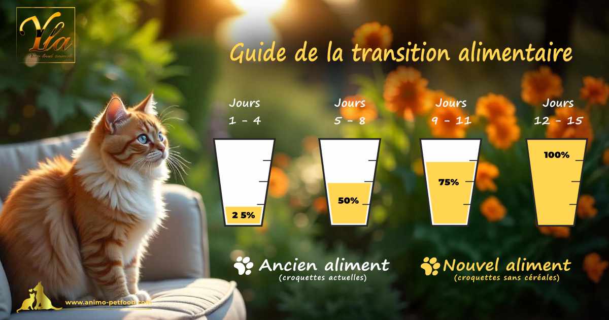 Transition alimentaire chat adulte sans troubles digestifs